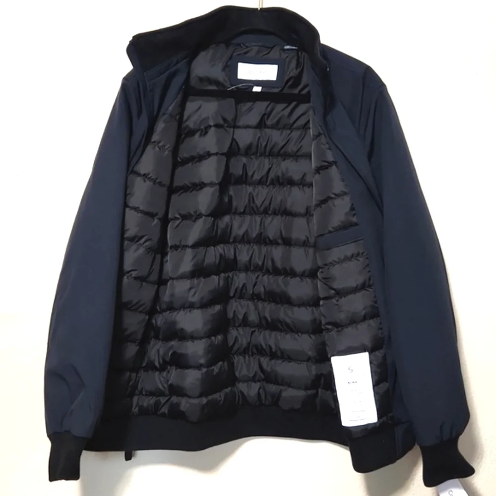 NWT! Calvin Klein Infinite Stretch Water Resistant Bomber Jacket Blue Medium - Picture 3 of 16